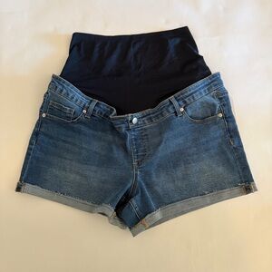Time and Tru Maternity Confort Stretch High Waist Denim Blue Shorts
